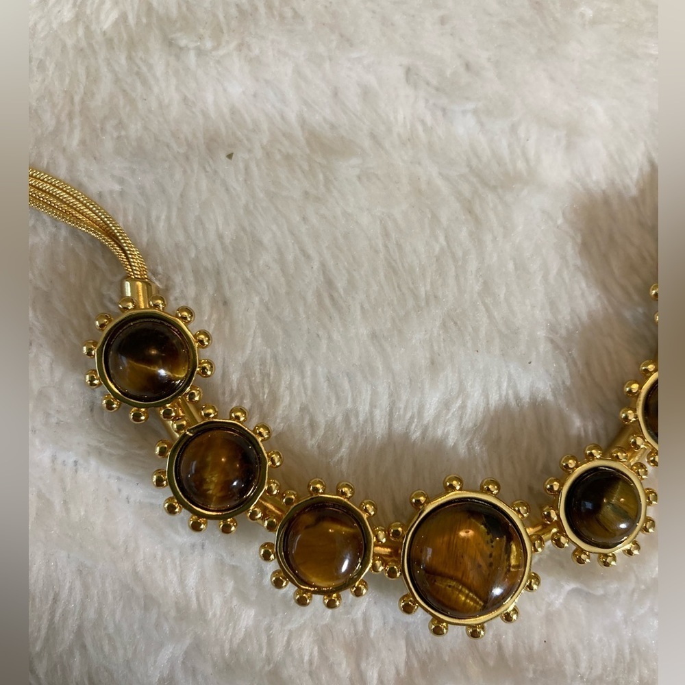Talbots Multi Chains Necklace with Tigers Eye‎ Stones - Picture 3 of 8
